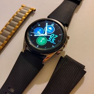 45mm Samsung Galaxy Watch 3 Silver Tone Case - Excellent Condition + Extras!